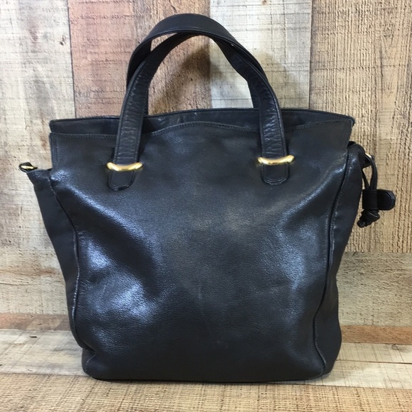 Liz Claiborne Handbags - Liz Claiborne Vintage Black Genuine Leather‎ Bag Handbag Gold Hardware
